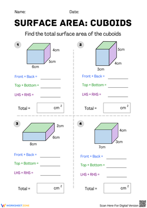 Calculating Surface Area of Cuboids