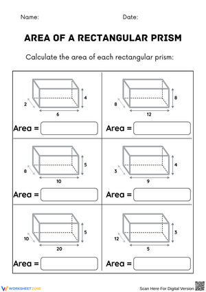 Calculating Area of Rectangular Prisms