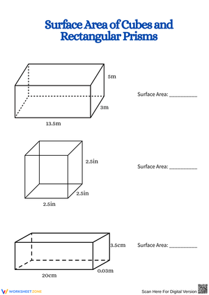 Calculating Surface Area of Cubes and Prisms