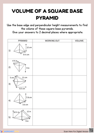 Calculating Volume of Square Base Pyramids