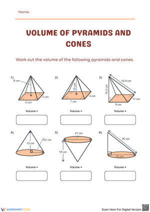 Calculate Volume of Pyramids and Cones