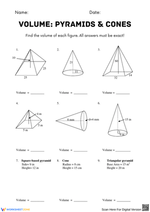 Calculating Volume of Pyramids and Cones