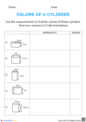 Calculate the Volume of Cylinders