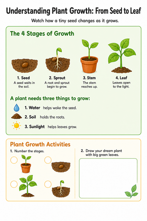 Printable Plant Life Cycle Worksheet | Grade K-1 Science