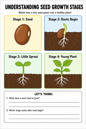 Seed Growth Stages Worksheet | Grade K-2 Essential