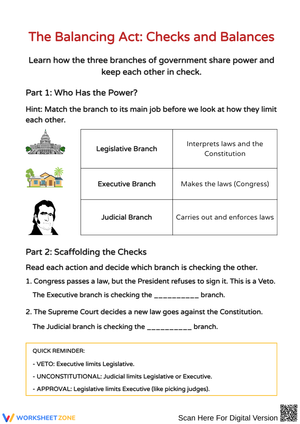 The Balancing Act: Checks and Balances Worksheet