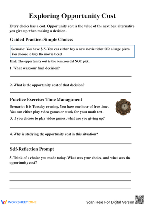 Exploring Opportunity Cost Worksheet
