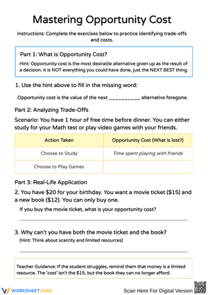 Opportunity Cost and Trade-Offs Practice
