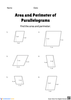 Finding Area and Perimeter of Parallelograms