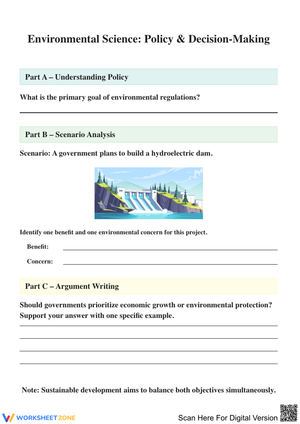 Environmental Science: Policy & Decision-Making Worksheet