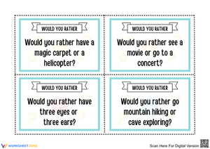 Fun "Would You Rather" Worksheets for Kids