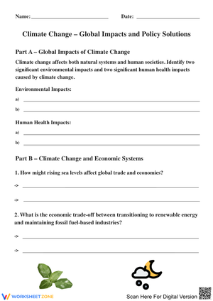Climate Change – Global Impacts and Policy Solutions Worksheet