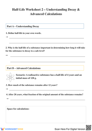 Half-Life Worksheet 2: Understanding Decay & Advanced Calculations