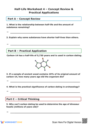Half-Life Worksheet 4: Concept Review & Practical Applications