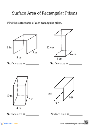 Calculating Surface Area of Rectangular Prisms
