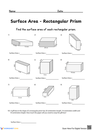Calculating Surface Area of Rectangular Prisms