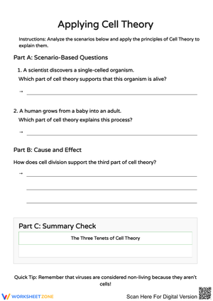 Applying Cell Theory Worksheet