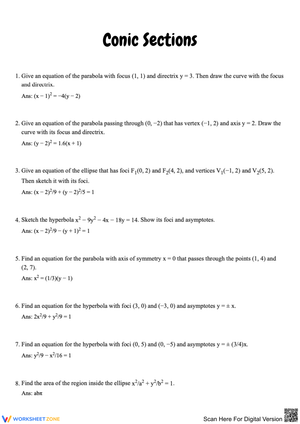 Exploring Conic Sections: Equations and Sketches