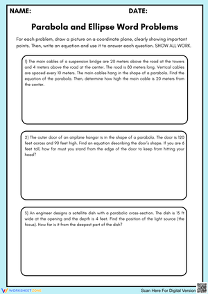 Exploring Parabolas and Ellipses Through Word Problems
