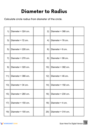 Calculating Circle Radius from Diameter