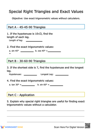 Special Right Triangles and Exact Values