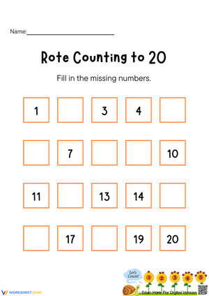 Rote Counting to 20 Worksheet