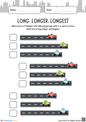 Comparing Lengths: Long, Longer, Longest Activity