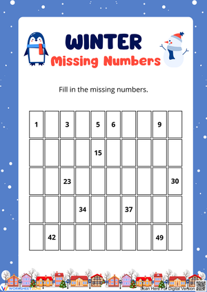 Winter Missing Numbers Worksheet