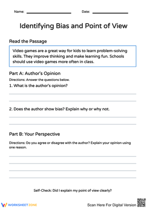 Identifying Bias and Point of View Worksheet