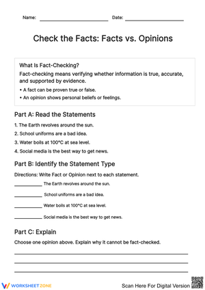 Check the Facts: Facts vs. Opinions