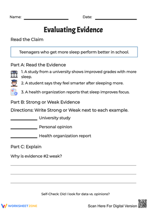 Evaluating Evidence: Strong vs Weak Examples