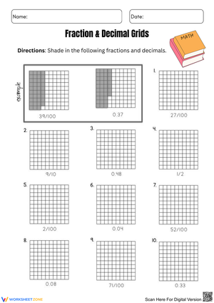 Understanding Fractions and Decimals with Grids