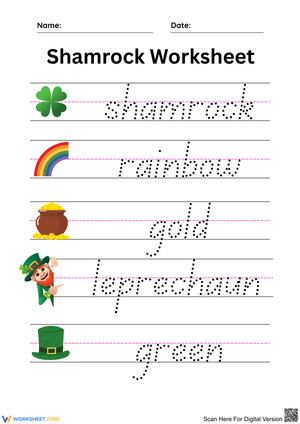 Shamrock Themed Writing Practice Worksheet