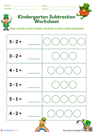  Kindergarten Leprechaun Subtraction Activities