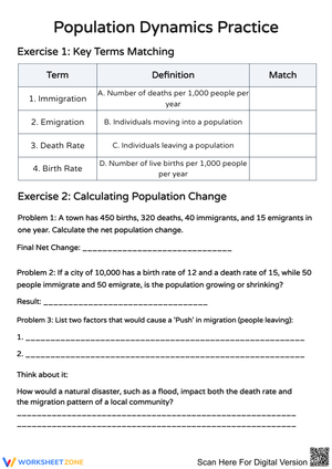 Population Dynamics Practice Worksheet