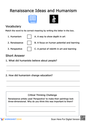 Renaissance Ideas and Humanism Worksheet