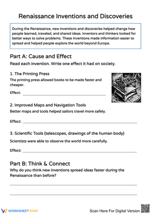 Renaissance Inventions and Discoveries Worksheet