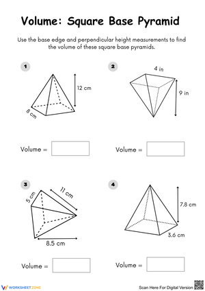Calculate the Volume of Square Base Pyramids