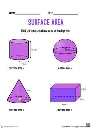 Calculate Surface Area of 3D Shapes