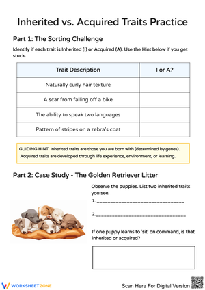 Inherited vs Acquired Traits Practice