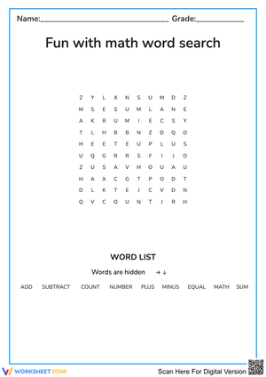 Fun with math word search