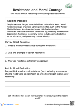 Resistance and Moral Courage Worksheet