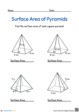 Calculate Surface Area of Pyramids