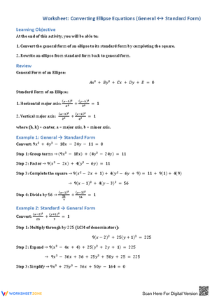 Converting Ellipse Equations Between Forms