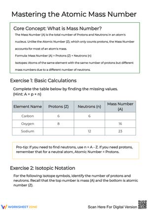 Mastering the Atomic Mass Number Worksheet
