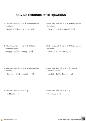 Solving Trigonometric Equations in Radians
