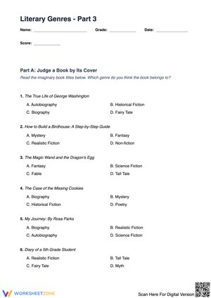 Literary Genres Worksheet - Part 3: Identifying and Understanding Genres