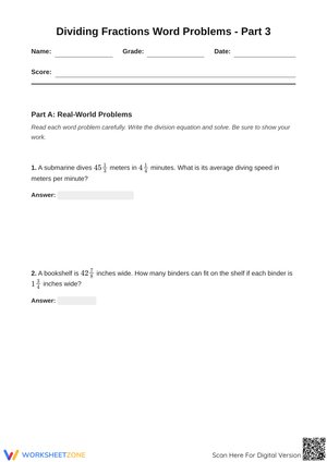 Dividing Fractions Word Problems - Part 3