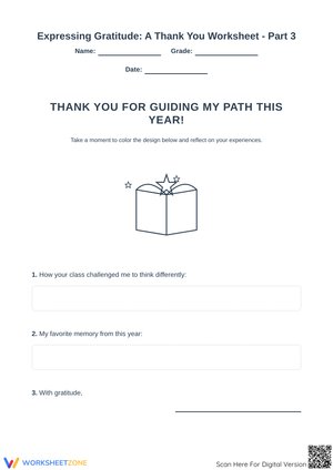 Expressing Gratitude: A Thank You Worksheet - Part 3