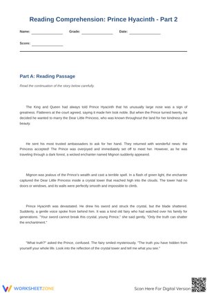 Reading Comprehension: Prince Hyacinth - Part 2 Worksheet